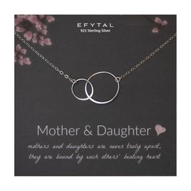 EFYTAL Mothers Day Gifts for Daughter, Sterling Silver Mother Daughter Necklace, Daughter Gift from Mom, Mothers Day Necklace, Mother's Day Jewelry, First Mothers Day Gifts, Metal, No Gemstone