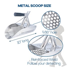 Sand Scoop for Metal Detecting, Heavy Duty Detector Scoop, Long Handle Stainless Steel Detecting Tool,Metal Shovel