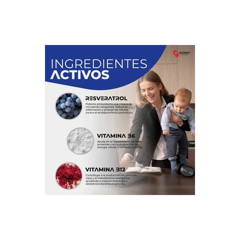 Antioxidante Resveratrol Vitamina C B6 B12 Deportivo Premium