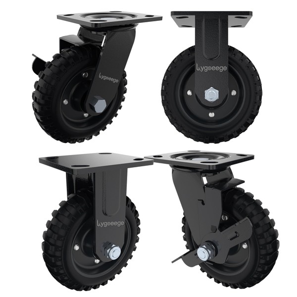 6 Inch Heavy Duty Caster Wheels Set of 4（2Swivel Brake