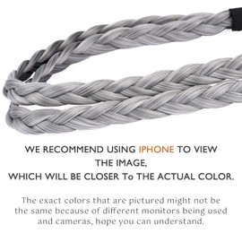 DIGUAN Double Three Strand Synthetic Hair Braided Headband Hairpiece Extension Women Girl Beauty accessory (Smoky Gray)