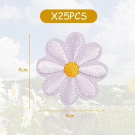 25 Pieces Daisy Flower Patches Gorgeous Embroidered Applique Daisy Patches Iron on Patches for Jackets Jeans Garments Sewing Patches DIY Decoration