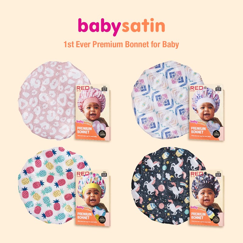 Red by Kiss Baby Satin Bonnet Sleep Caps Hair Wraps