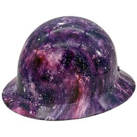 Texas America Safety Company Custom MSA Skullgard Full Brim Hard Hat with Ratchet Suspension | Fiberglass Hat | Adjustable Size 6.5-8 | Custom Hydro Dipped Galaxy Design