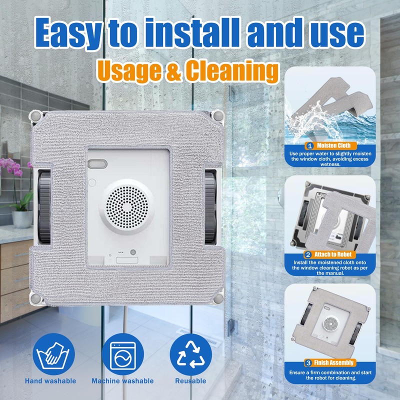 Pack of 10 Cleaning Pad Replacement Parts for Ecovacs Winbot
