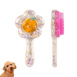 DEEUCHIS Soft Dog Brush for Small Dogs | Gentle Puppy Brush for Yorkies, Shih Tzus, Maltipoos & Maltese | Pet Hair Removal Brush with Soft Bristles | Dog Brush for Shedding (Pink Orange）