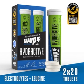 WUP Hydractive Electrolyte with Leucine, Apple Flavour, 2 x 20 Effervescent Tablets