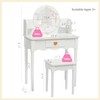 UTEX Kids Vanity, Girls Vanity Set with Mirror and Stool