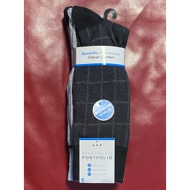 Perry Ellis $30 PERRY ELLIS Dress Socks | 6 Pair | Grey Black | Shoe 7-12 Sock 10-13