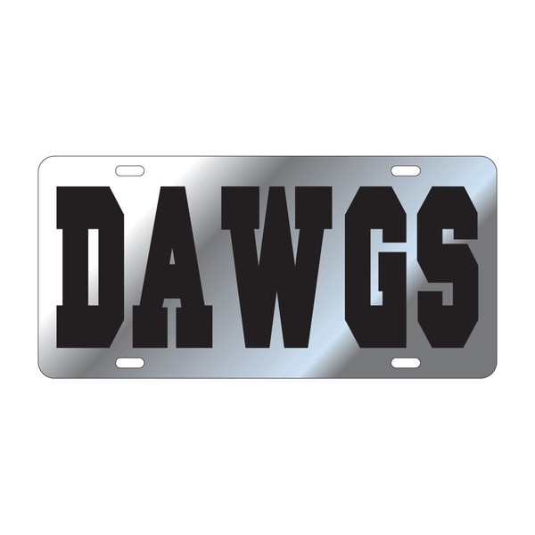 UGA Georgia Bulldogs Silver Mirrored Dawgs License Plate Tag