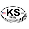 US Decal, Inc. Willis, Kansas Oval Sticker - 4 Pack