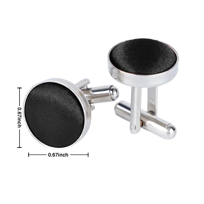 FELYSIK Black Cufflinks for Men, Round Silky Tuxedo Shirts Cufflinks