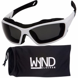 WYND Blocker Motorcycle Riding Glasses Extreme Sports Wrap Sunglasses (White/Smoke)