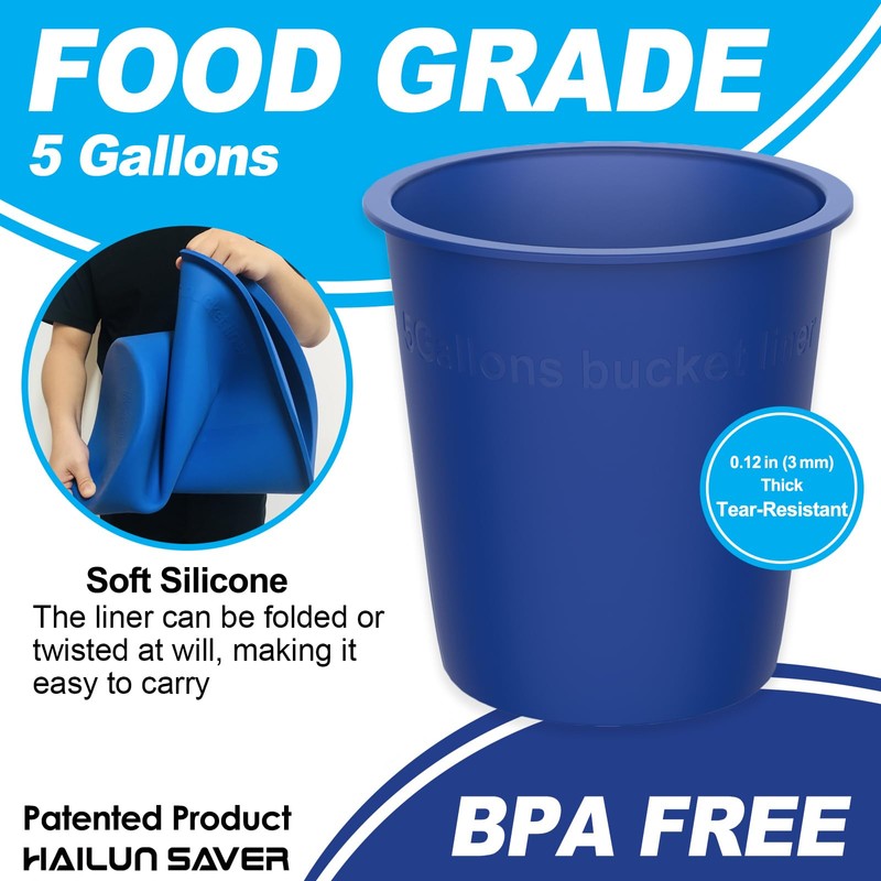 5 Gallon Bucket Liner Reusable Rubber Liner for Concrete Thinset