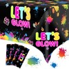 3 Pcs Glow Party Table Covers Neon Party Tablecloths Glow