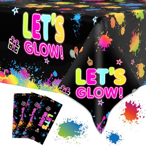 3 Pcs Glow Party Table Covers Neon Party Tablecloths Glow
