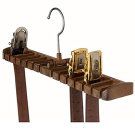 Binnan 10 Slots Tie Belt Saver Belt Hanger Holder for Closet Organizer Storage, Rotatable Space Saving Organizer(Brown)