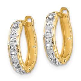 14k Gold Diamond Fascination Round Hinged Hoop Earrings