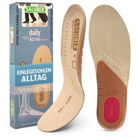 Saluber Style Daily 405 Orthopaedic Insoles with Poron+ Technology, Shock-Absorbing Genuine Leather Shoe Insoles, Breathable & Odour-Inhibiting, for Men and Women (37)