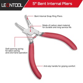 LEONTOOL Internal Snap Ring Pliers with Vent Jaw Lock Ring Pliers for 5" Circlip Pliers Ring Remover Retaining Ring Pliers Hose Retaining and Removing Precision Hand Tool Pliers