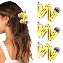 ANBALA 3Pcs Pencil Claw Clip Funny Teacher Hair Clips Cute Hair Accessories for Teachers Student (Yellow,3.15 inch)