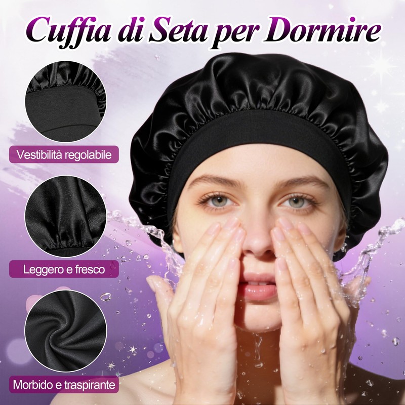 Cuffia Seta Capelli Notte Set di 2 Cuffia Capelli Seta,