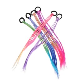 Healeved 6pcs Colored Ponytail Extensions for Lightweight Fake Hair Pieces Stylish Tail Extension Wigs with Unique Design for Teens and Women