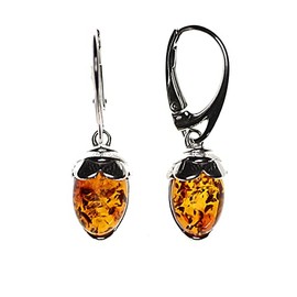 Amber Earrings Set in Rhodium-Plated Sterling Silver 925/000 by Artisana-Schmuck, Rhodium-plated 925/000 sterling silver Baltic Amber, Amber