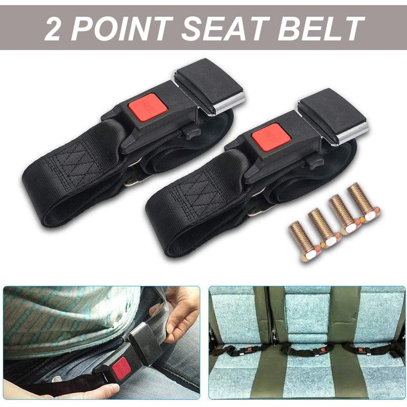 2 Pack Universal Seat Belt,2 Point Safety Seat Belts, Adjustable