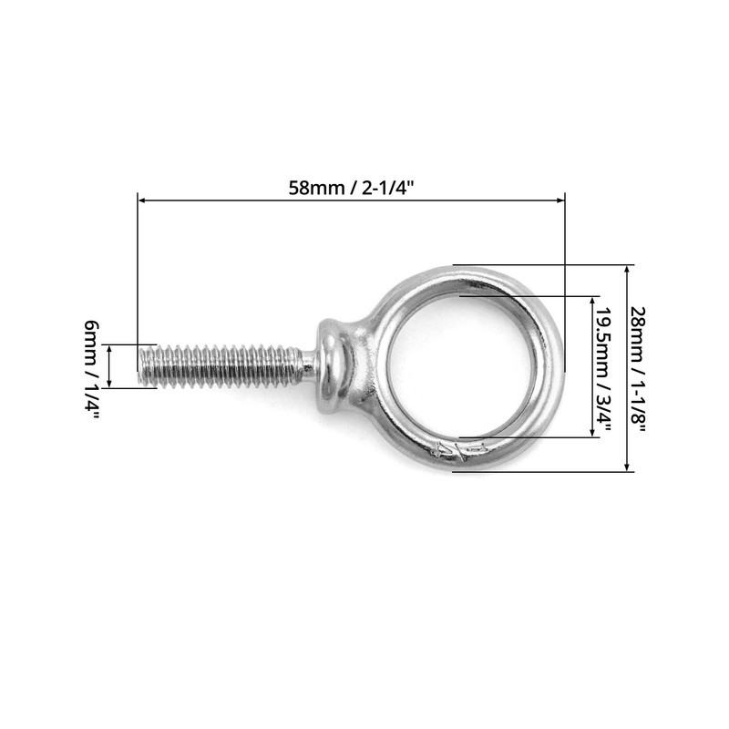 QWORK Eye Bolt, 20 Pack 1/4" - 20 x 1