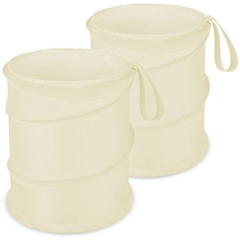 Kincown Car Trash Can, 2 Packs Mini Collapsible Car Trash Bin for Front Back Seat, Pop up Car Garbage Can, Portable Car Trash Bag Hanging for Vehicle SUV Rv Truck Accessories Interior, Beige