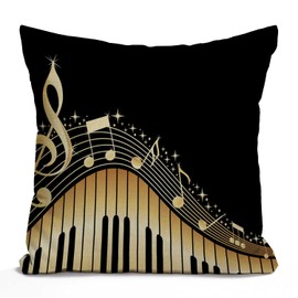 Tomda Old Vintage Abstract Piano and Music Note Cotton Linen Cushion Cover Home Decorative Throw Pillow Case for Sofa Couch Bedding 45x45cm 18x18 Inches