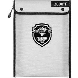 ISLANDSAFE Fireproof Document Bag, Waterproof Money Bag Pocket with Zipper Closure, Storage Pouch for Valuables, A4 A5 Document File, Cash, Credit Card, Passport (Grey, 13 x 9 inch)