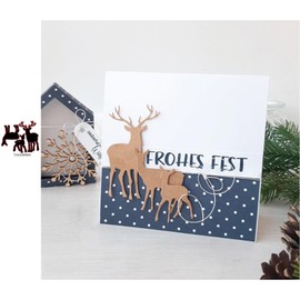 Lapoo Metal Cutting Die for Scrapbooking, 3D Backgrounds Frame New Cutting Dies DIY Album Card Making Decor Paper Metal Die Cuts Party Wedding Decorations (Three Deer 4.1 x 3.5 in)