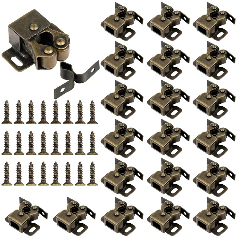 Bonuci 20 Pcs Cabinet Door Latch and Catch Hardware Double