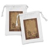 Lunarable Island Map Fabric Pouch Set of 2, Pirate Scroll