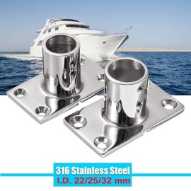 Marine Boat Rectangular Base，Heavy Dudy 316 Stainless Steel Yacht Hand Rail Fitting Rail Tube Stanchion Base Column Accessories (1inch, Option：90 Degree)
