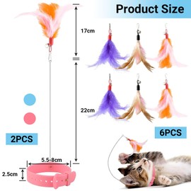 Hebterrka Cat Toy Set with 6 Replacement Stays, Interactive Cat Fishing Toy, Self-Activity for Domestic Cats