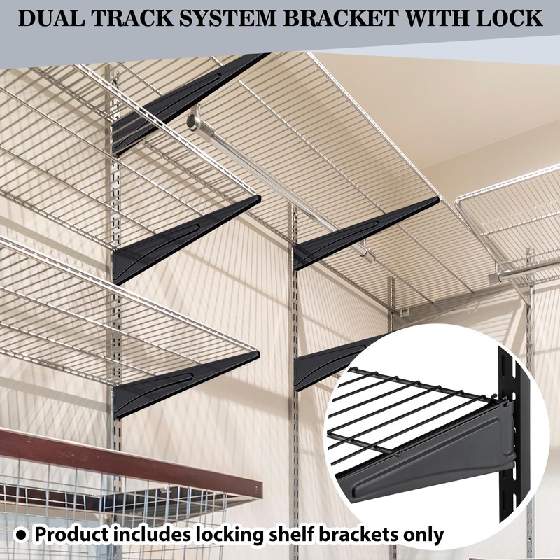Wonderjune 6 Pcs Adjustable Locking Shelf Bracket 16 Inch Shelf