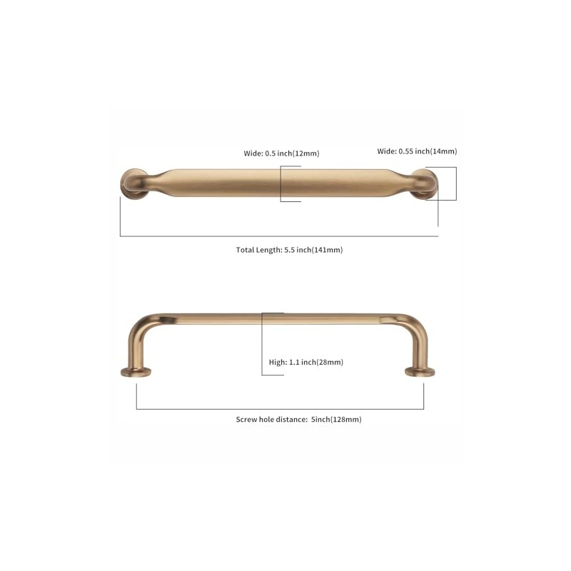Asidrama 10 Pack 5 Inch(128mm) Champagne Bronze Kitchen Cabinet Handles,
