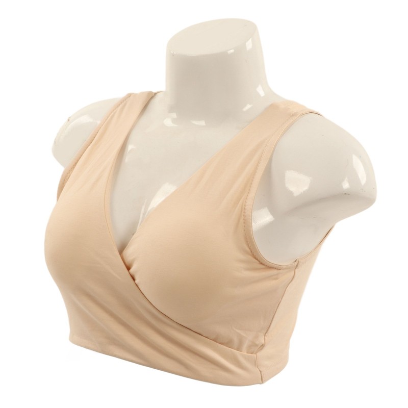 Nursing Bra Fleshcolor Wireless Cross Convenient Breastfeeding Sleep Maternity Underwear