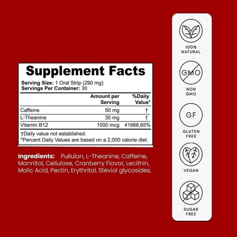 LYFE By DynamicPure Pre Workout Energy Strips (Cranberry) | Energy