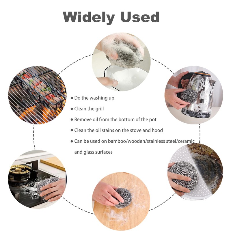 Stainless Steel Scourer,Cleaning Scrub Sponges, Heavy Duty Dishwashing Scouring Pad