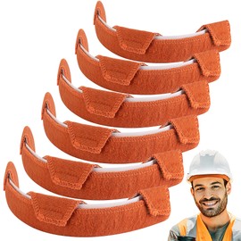 6 Pcs Hard Hat Sweatband- Cotton Washable Hard Hat Self Adhesive Sweat Band Liner- Reusable Hard Hat Helmet Sweat Pads for Hard Hat Accessories