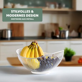 bremermann Fruit Bowl, Fruit Basket, Wire Basket, Oval Diameter Approx. 29 x 13.5 x 25.5 cm (Matte White)