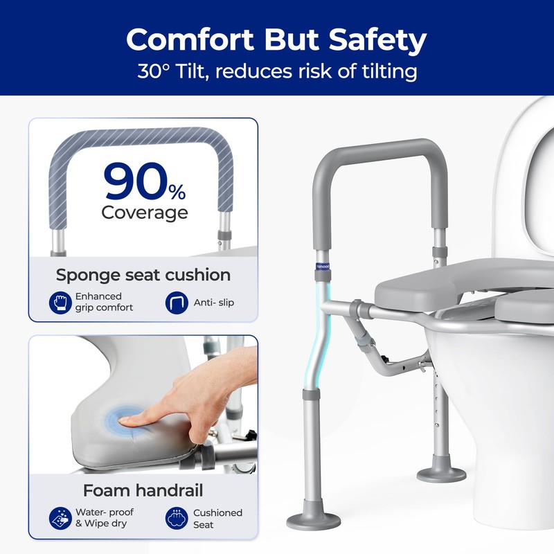 T1 Toilet Seat Riser for Seniors, Raised Toilet Seat with