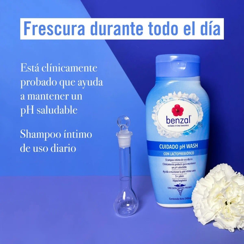 Shampoo Íntimo Femenino Benzal Wash Cuidado Ph 355ml
