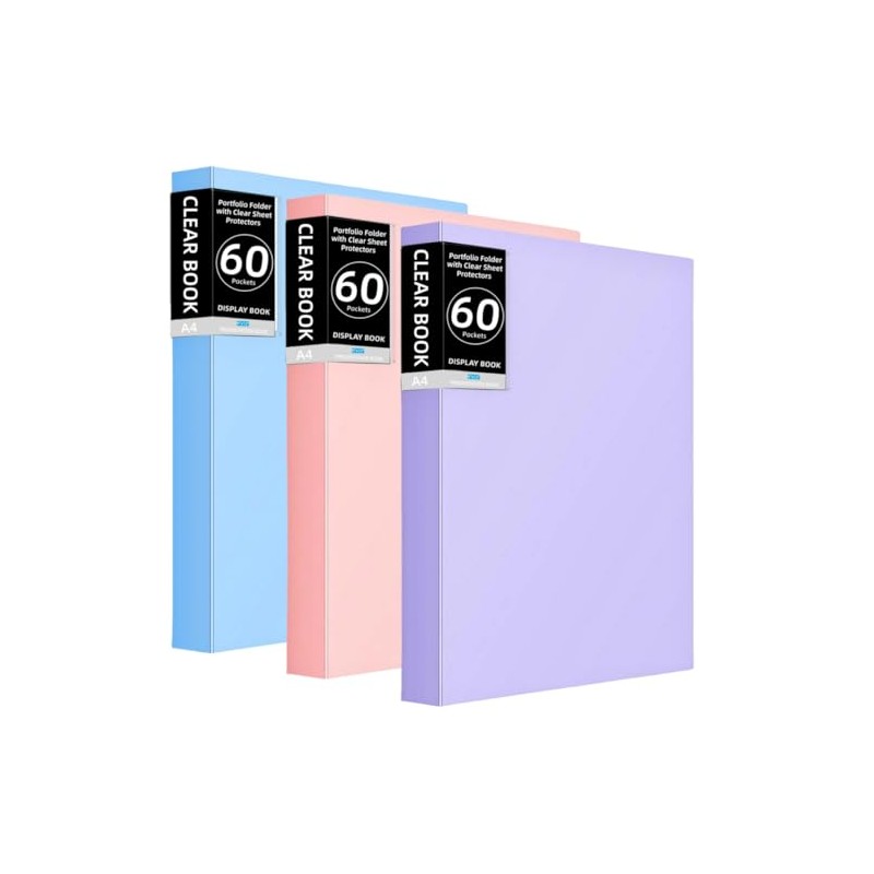 Carpeta con 60 fundas de plástico, 120 páginas con bolsillo