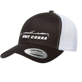 1994-98 Ford SVT Cobra Mustang Convertible Fully Embroidered Yupoong 6606 Snapback Trucker Fitted Cap Black/White