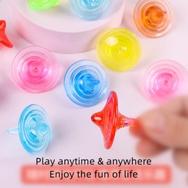 SPRMUD Children’s Acrylic Spinning Tops Gems Toys, Colorful Durable Shiny Crystal Small Tops for Boys Girls Kids Game in Family/Party/School/Kindergarten Game/Reword/Gift/Education (12 PCS)
